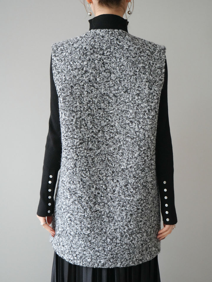 [予約]ミックスループヤーンニットミニワンピース/gray