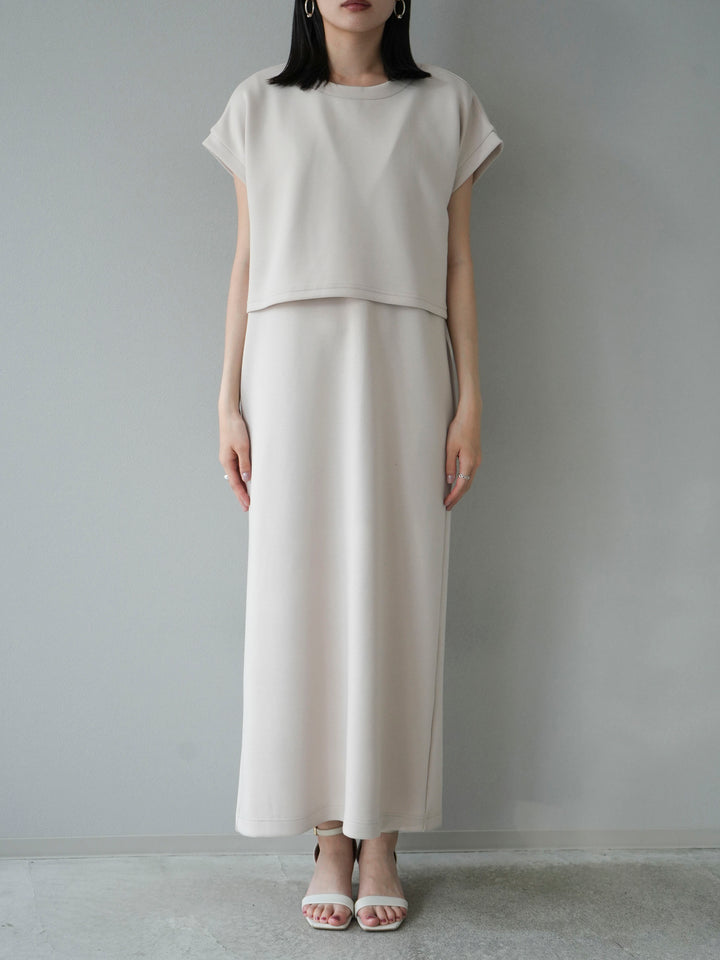 [Pre-order] Light Ponte French Sleeve Top Ensemble Dress/Ivory