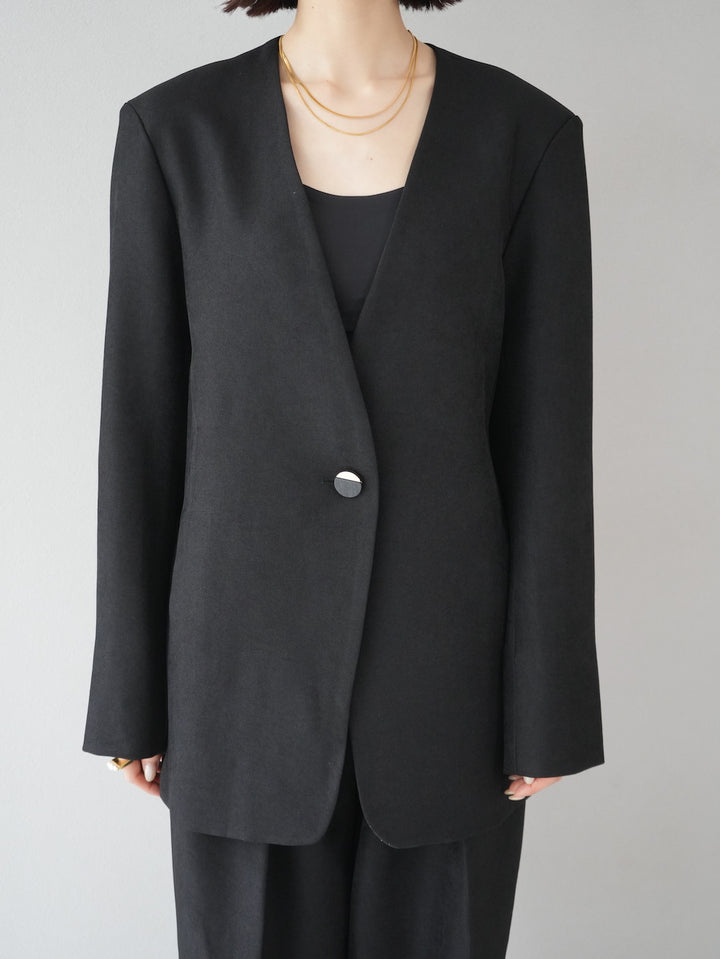 [予約]design button collarless jacket / black