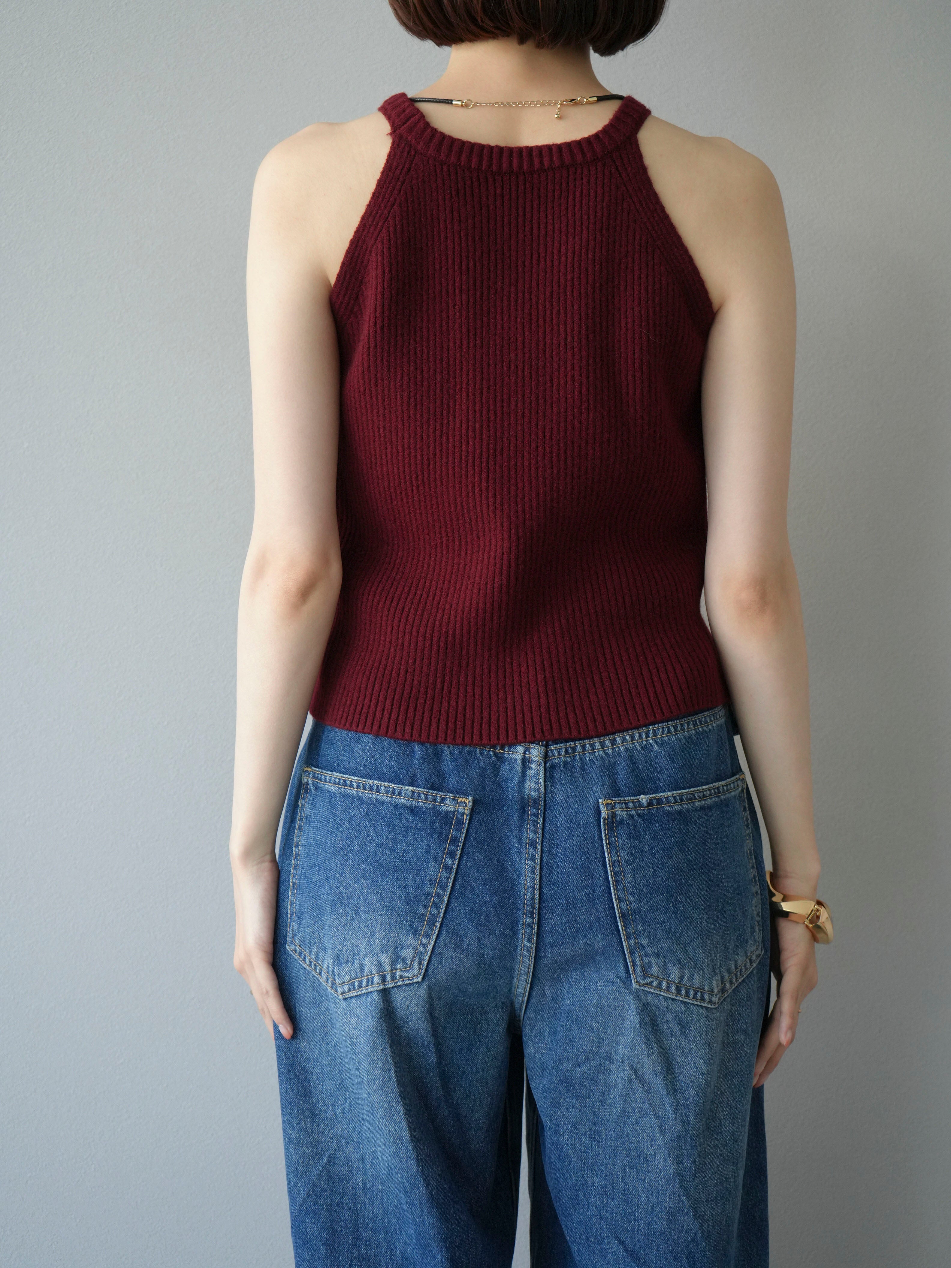 予約]リブニットアメスリタンクトップ/ボルドー – Lumier