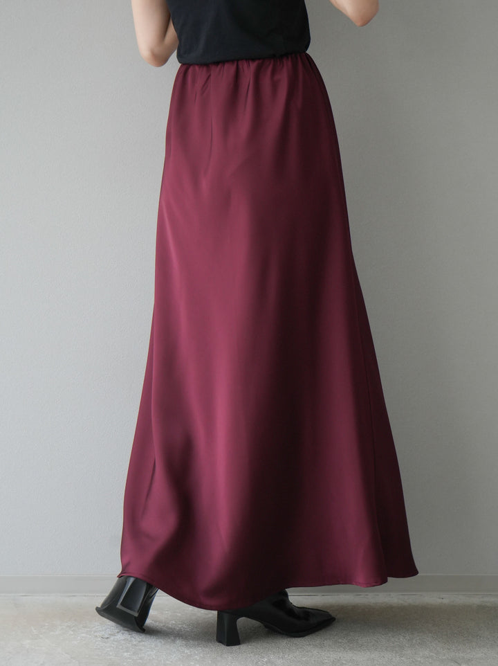 [予約]リラックスサテンナロースカート/ボルドー