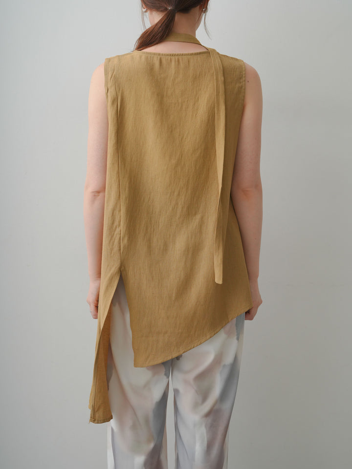[予約]タイ付アシメヘムノースリトップス/beige