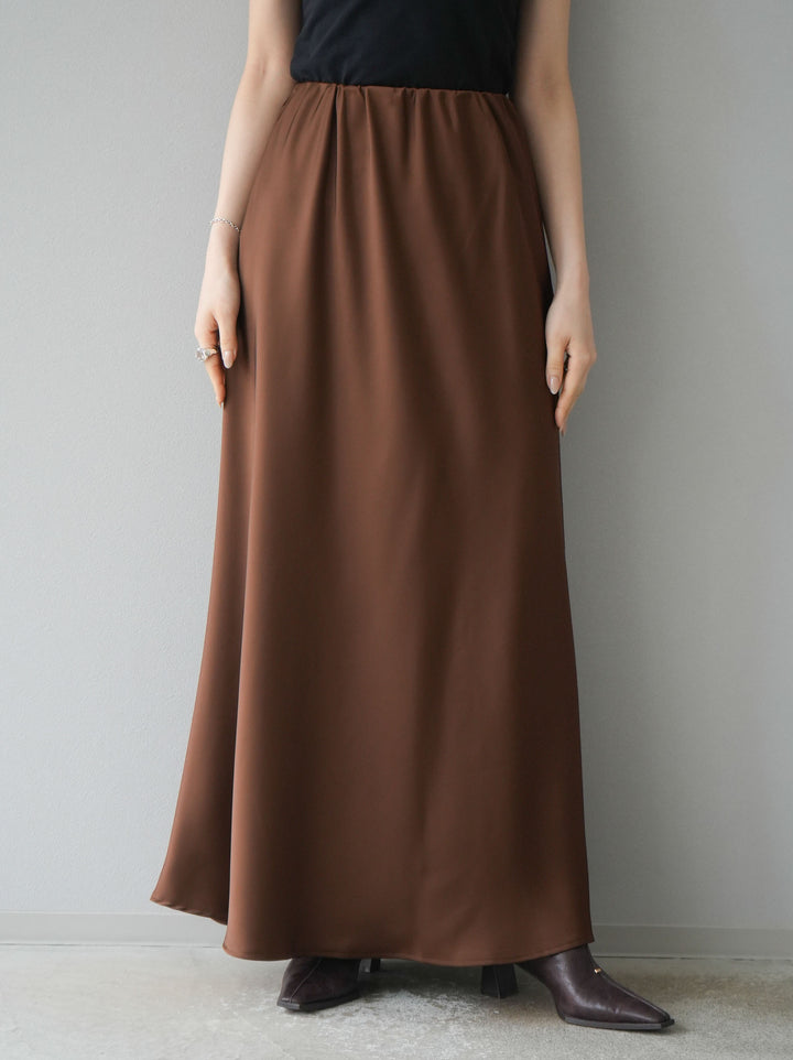 [予約]リラックスサテンナロースカート/モカ