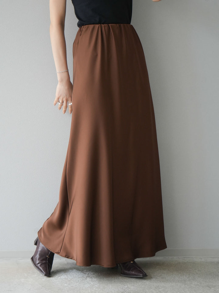 [予約]リラックスサテンナロースカート/モカ