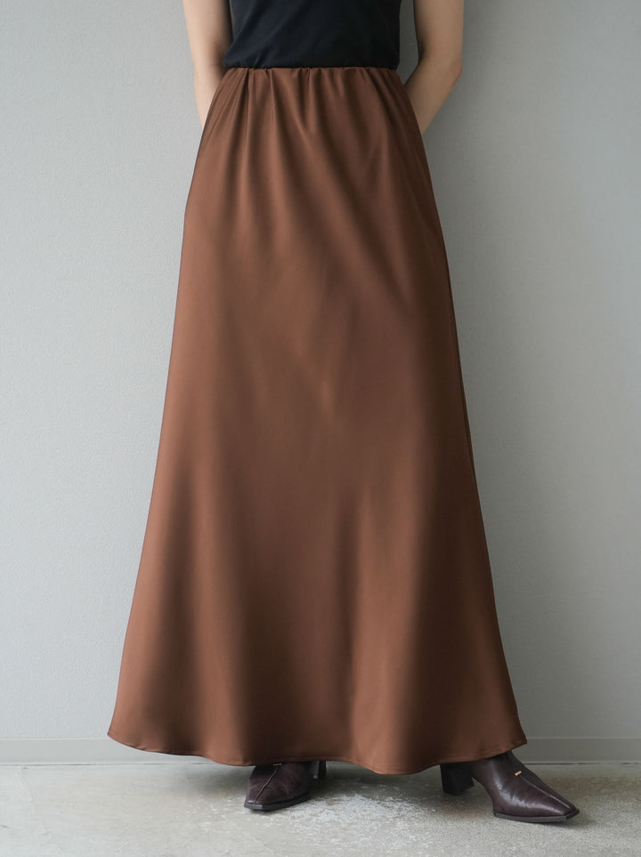 [予約]リラックスサテンナロースカート/モカ