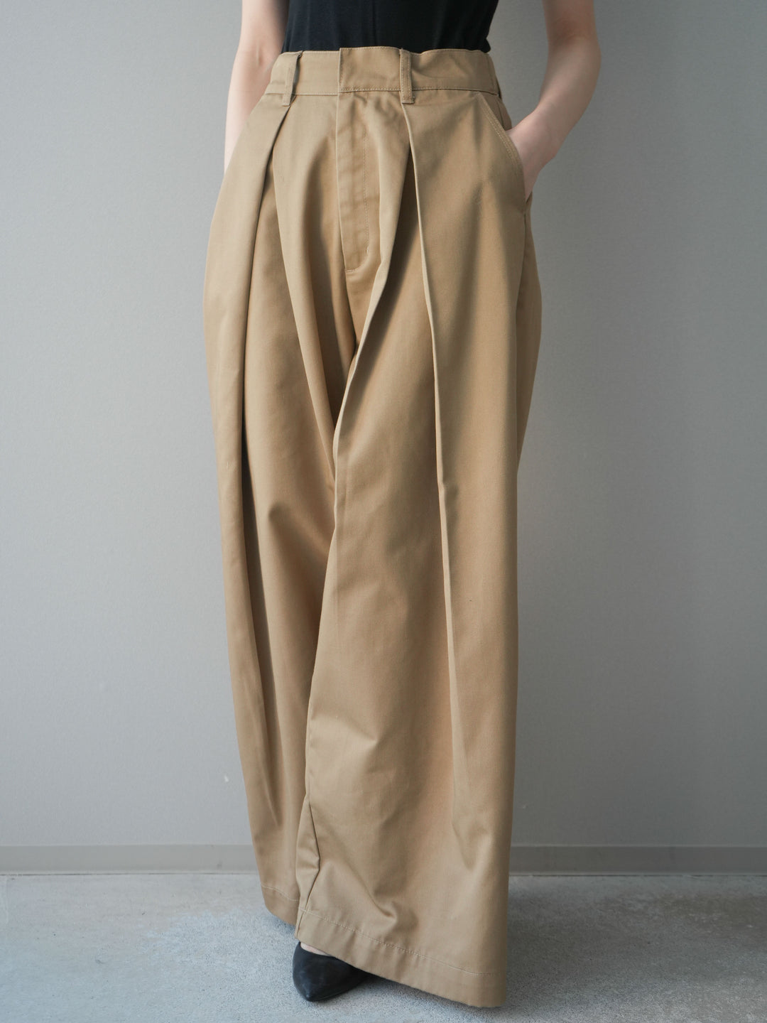[予約]ツイルタックチノワイドパンツ/beige