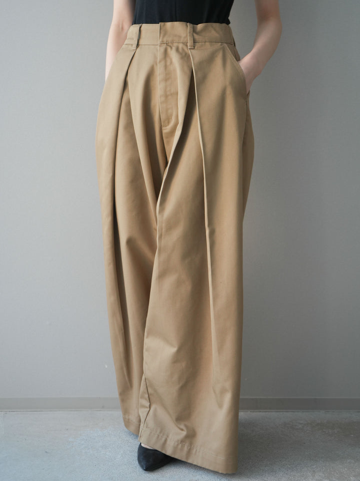 [予約]ツイルタックチノワイドパンツ/beige