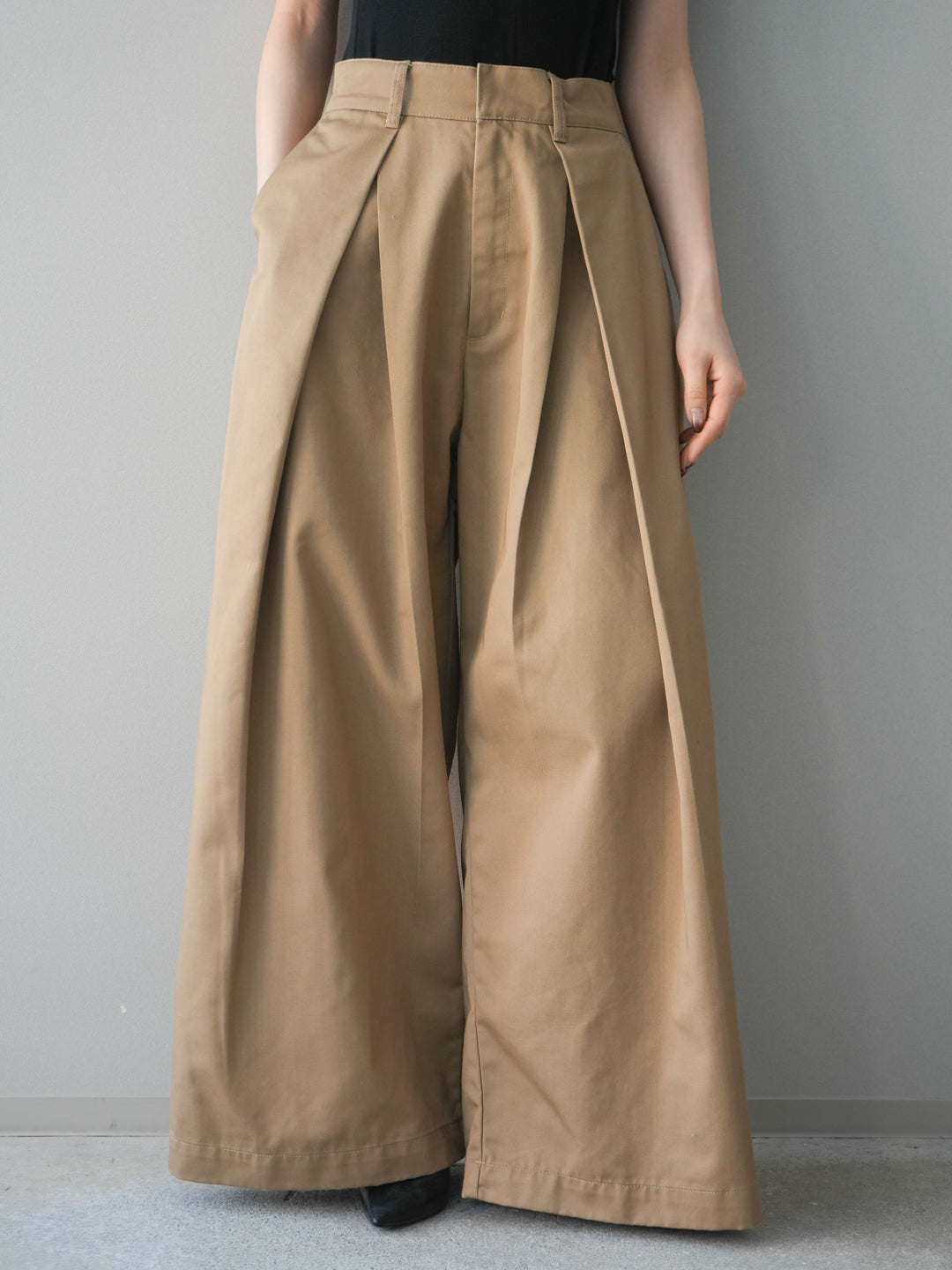 [予約]ツイルタックチノワイドパンツ/beige