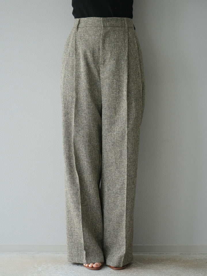 [予約]ミックスツイードタックパンツ/ブラウン