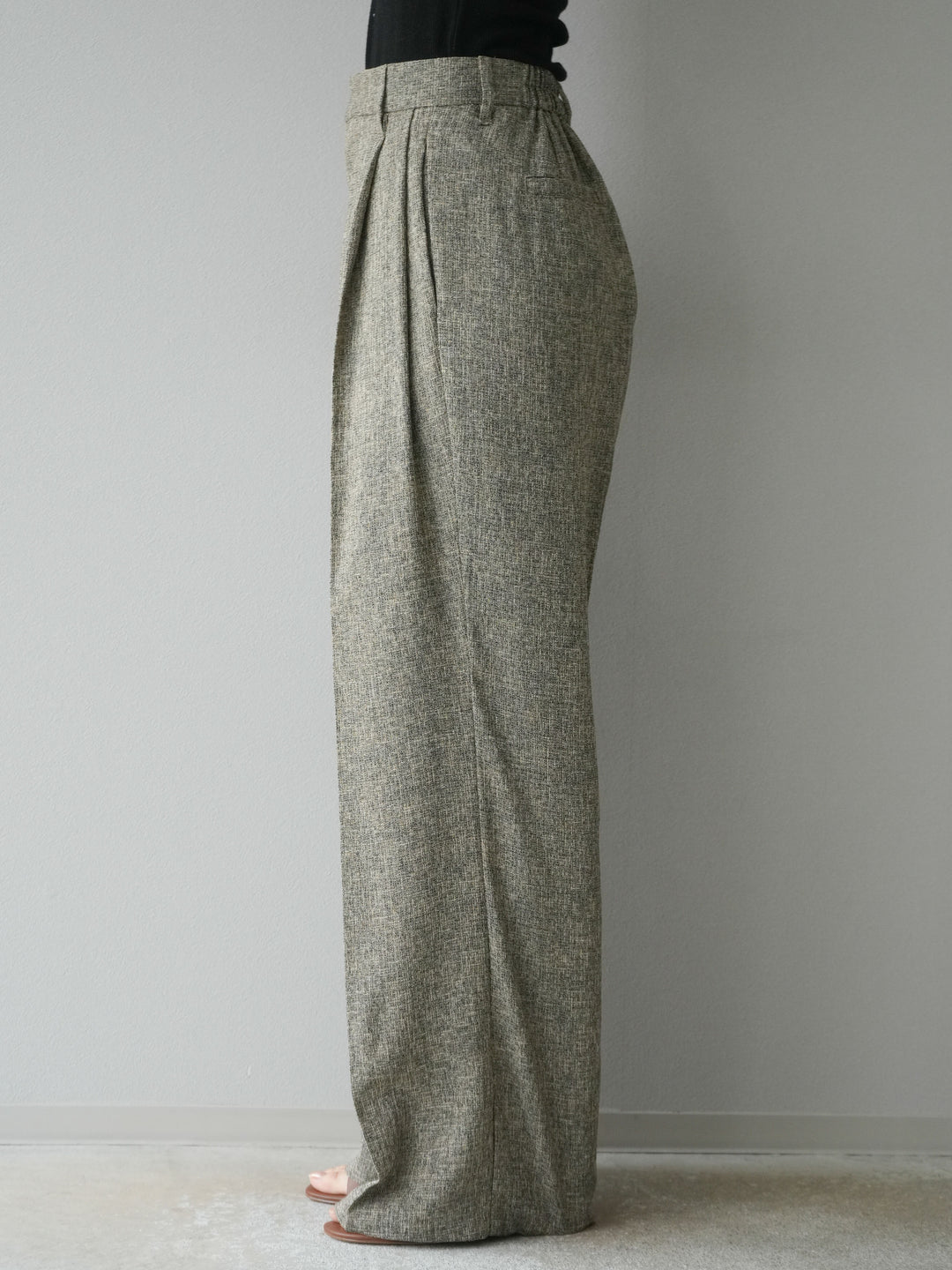 [予約]ミックスツイードタックパンツ/ブラウン