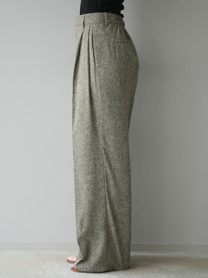 [予約]ミックスツイードタックパンツ/ブラウン