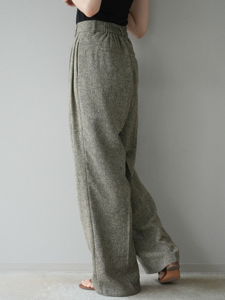 [予約]ミックスツイードタックパンツ/ブラウン