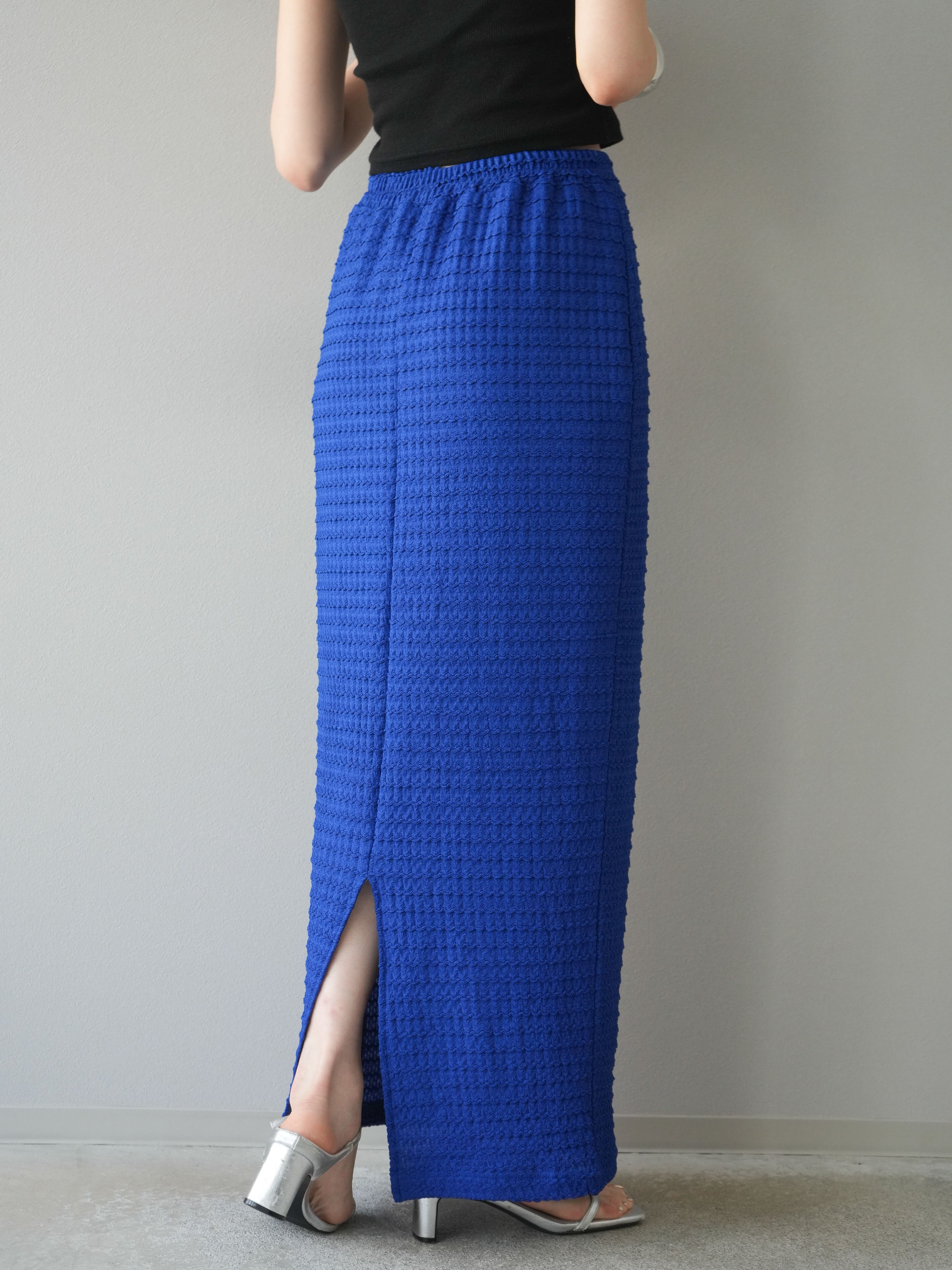 予約]ジャガードウェーブタイトスカート/ブルー – Lumier