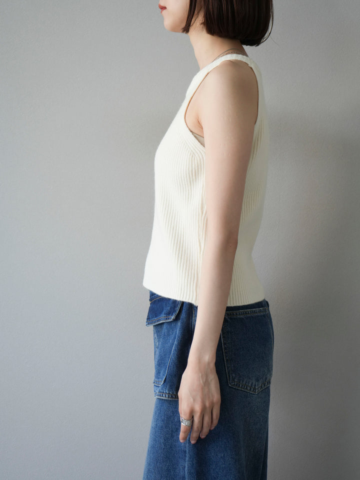 [予約]リブニットアメスリタンクトップ/オフ