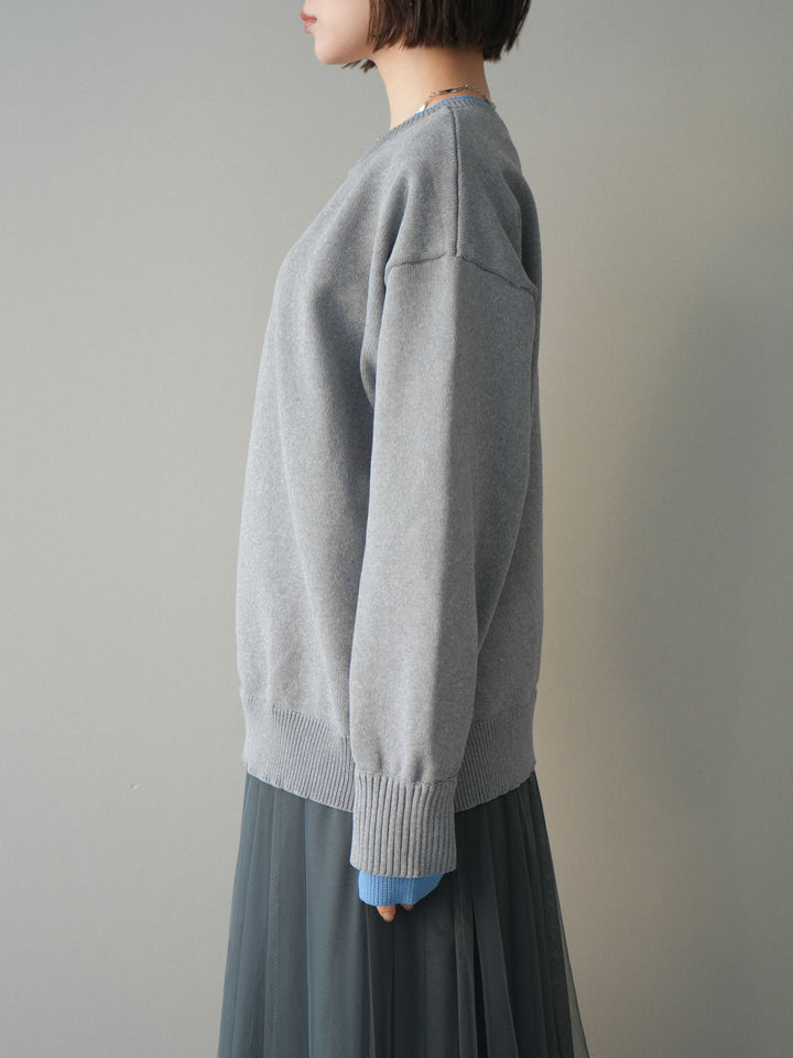 [予約]2WAYネック配色レイヤードニットプルオーバー/gray