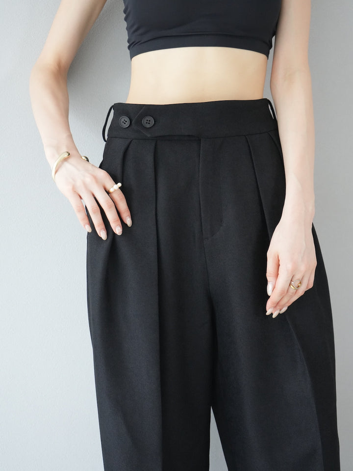 [予約]double tuck wide pants / black