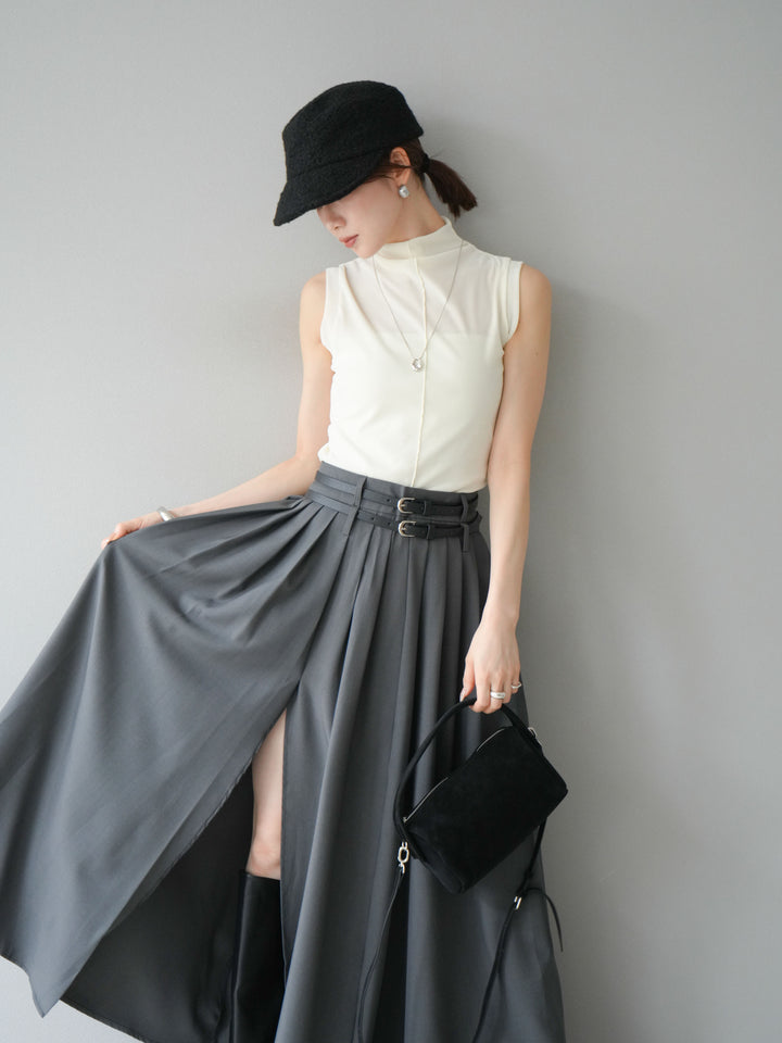 [SET]シアーベロアプチネックノースリーブトップス+選べるアクセセット(2set)