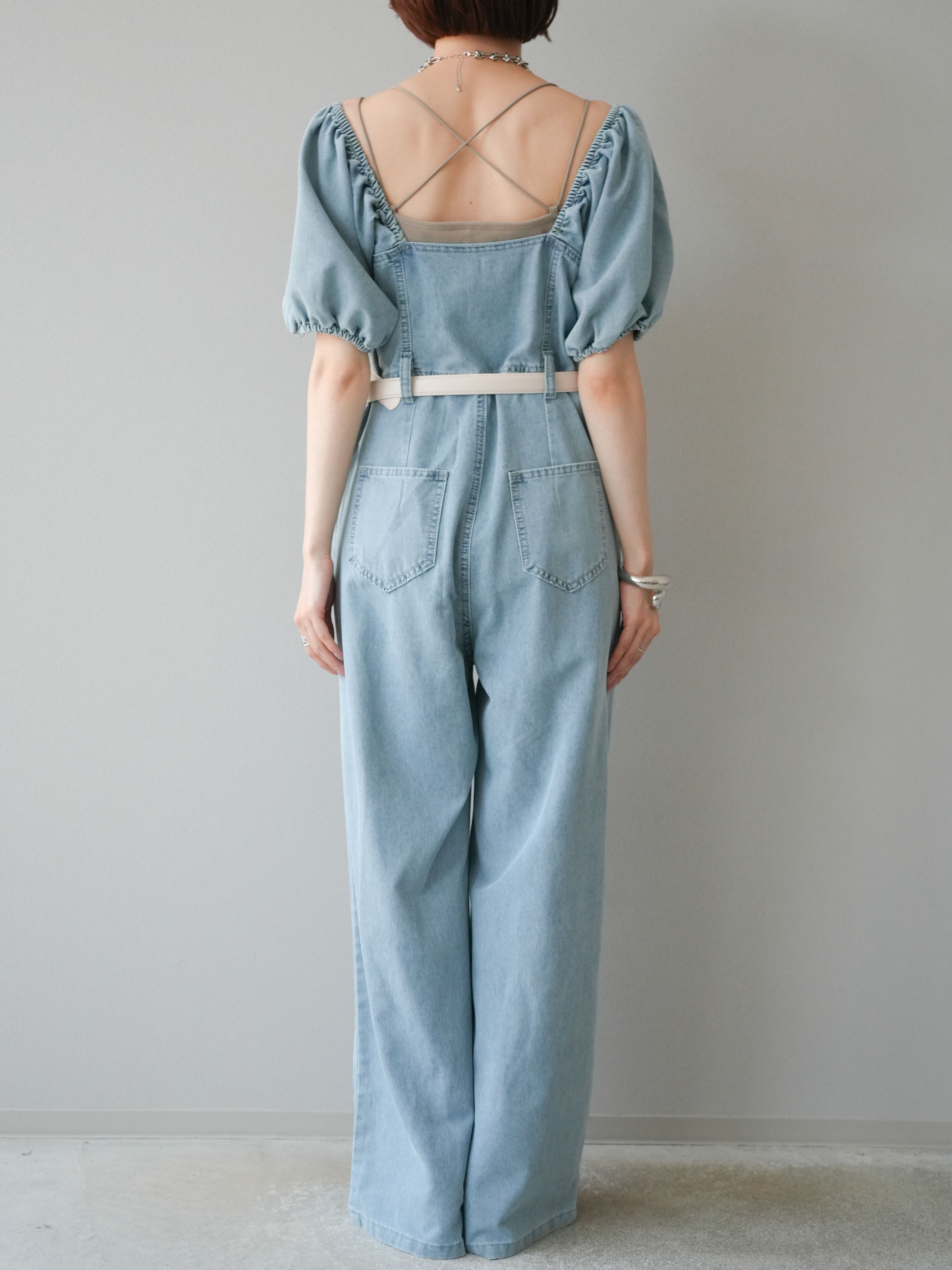 WE'RTHY パフスリーブ オールインワン パール付きパフスリーブオールインワン｜LOUNIE（ルーニィ）公式