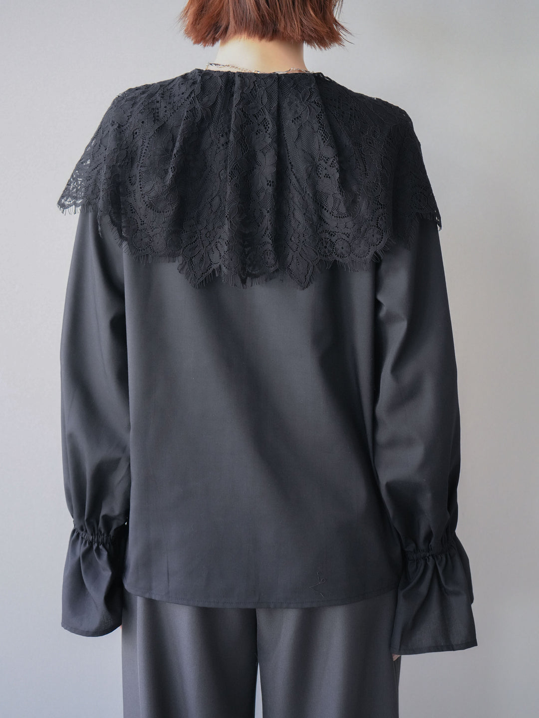 [予約]ビッグレースカラーブラウス/black