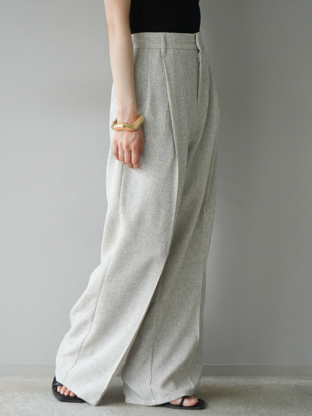 [予約]ミックスツイードタックパンツ/アイボリー