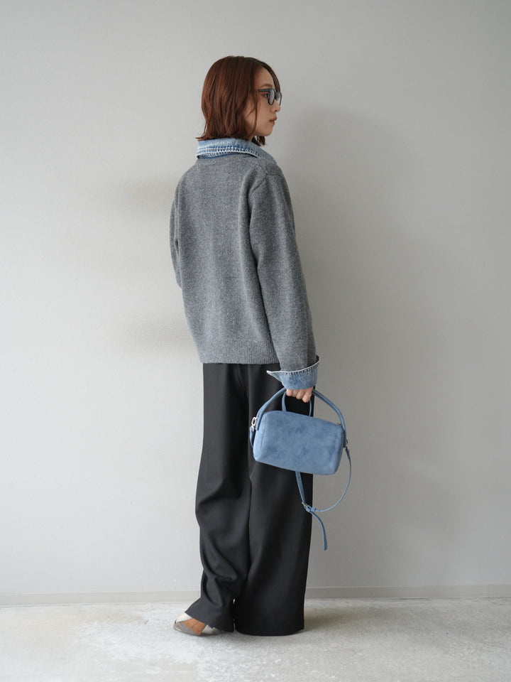 [予約]エステルタックワイドパンツ/ブラック