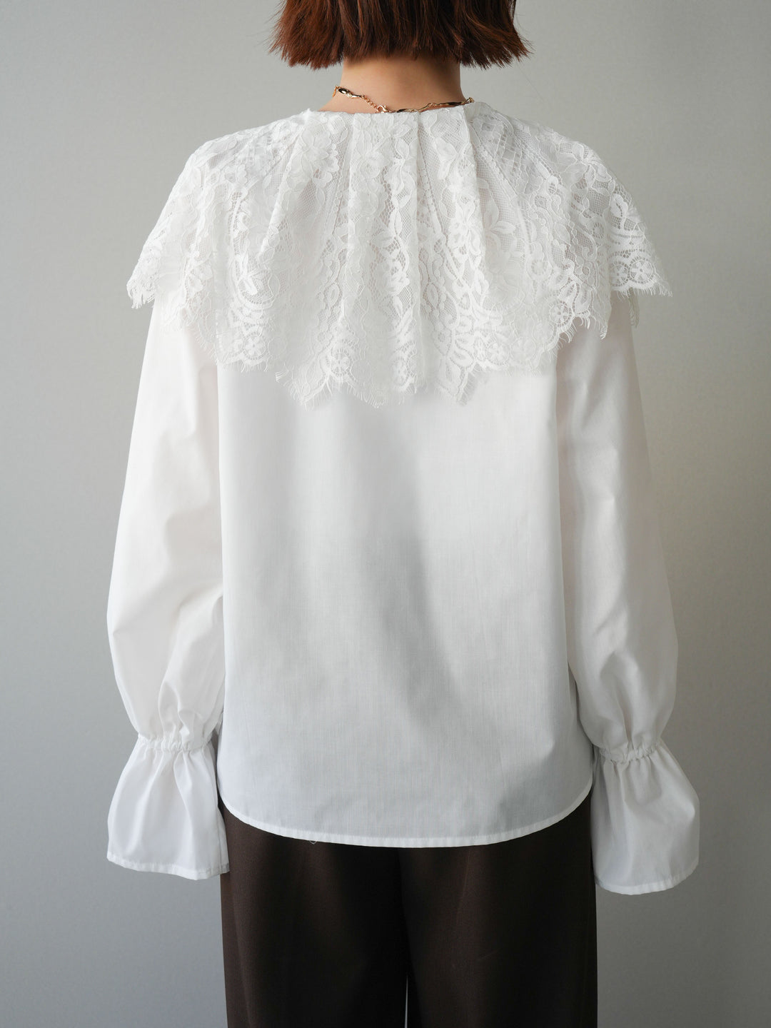 [予約]ビッグレースカラーブラウス/white