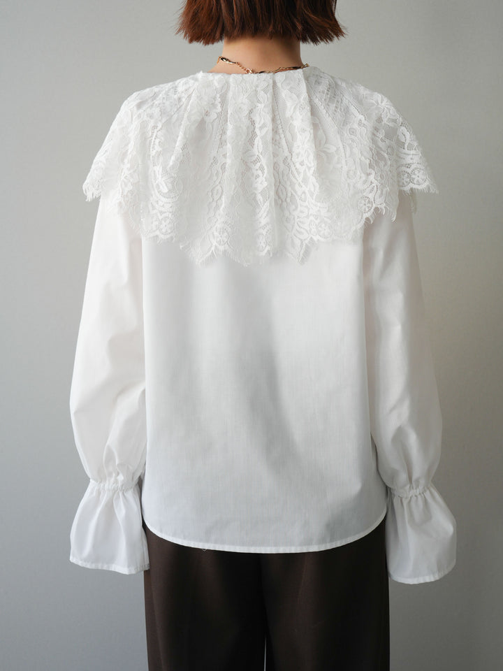[予約]ビッグレースカラーブラウス/white