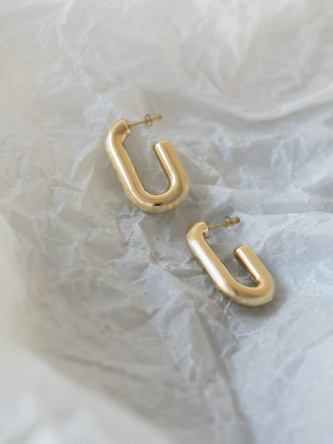 [予約]スクエアマットフープピアス/gold