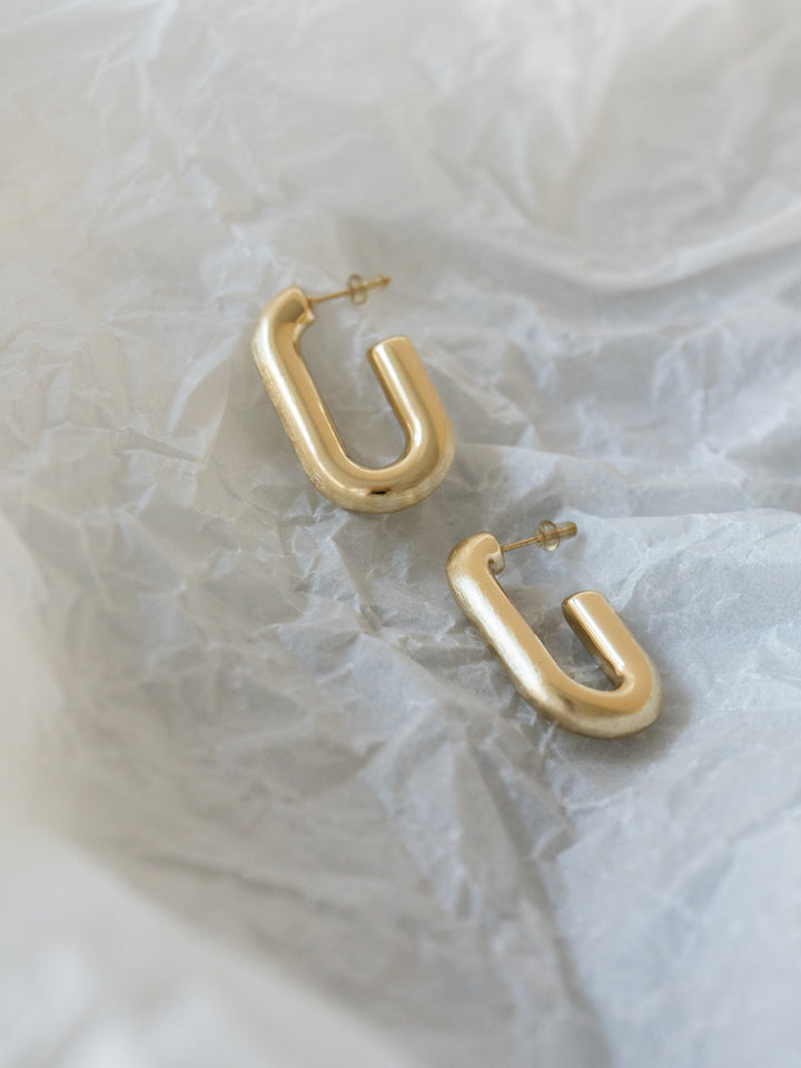 [予約]スクエアマットフープピアス/gold