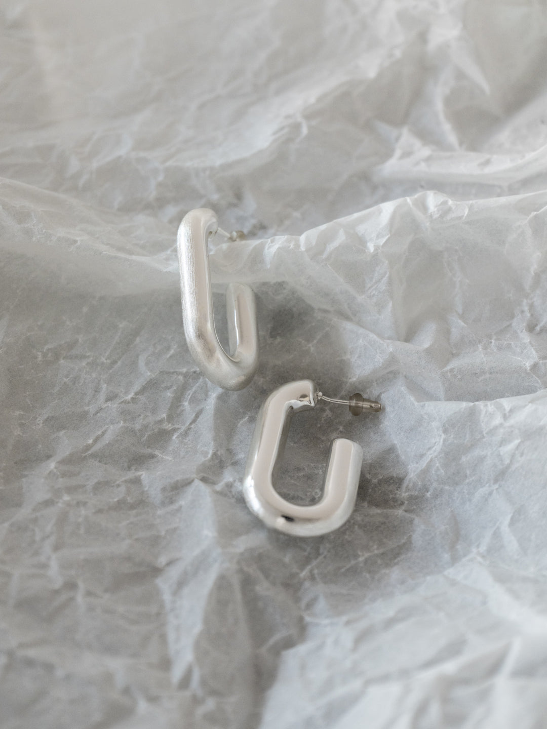 [予約]スクエアマットフープピアス/silver