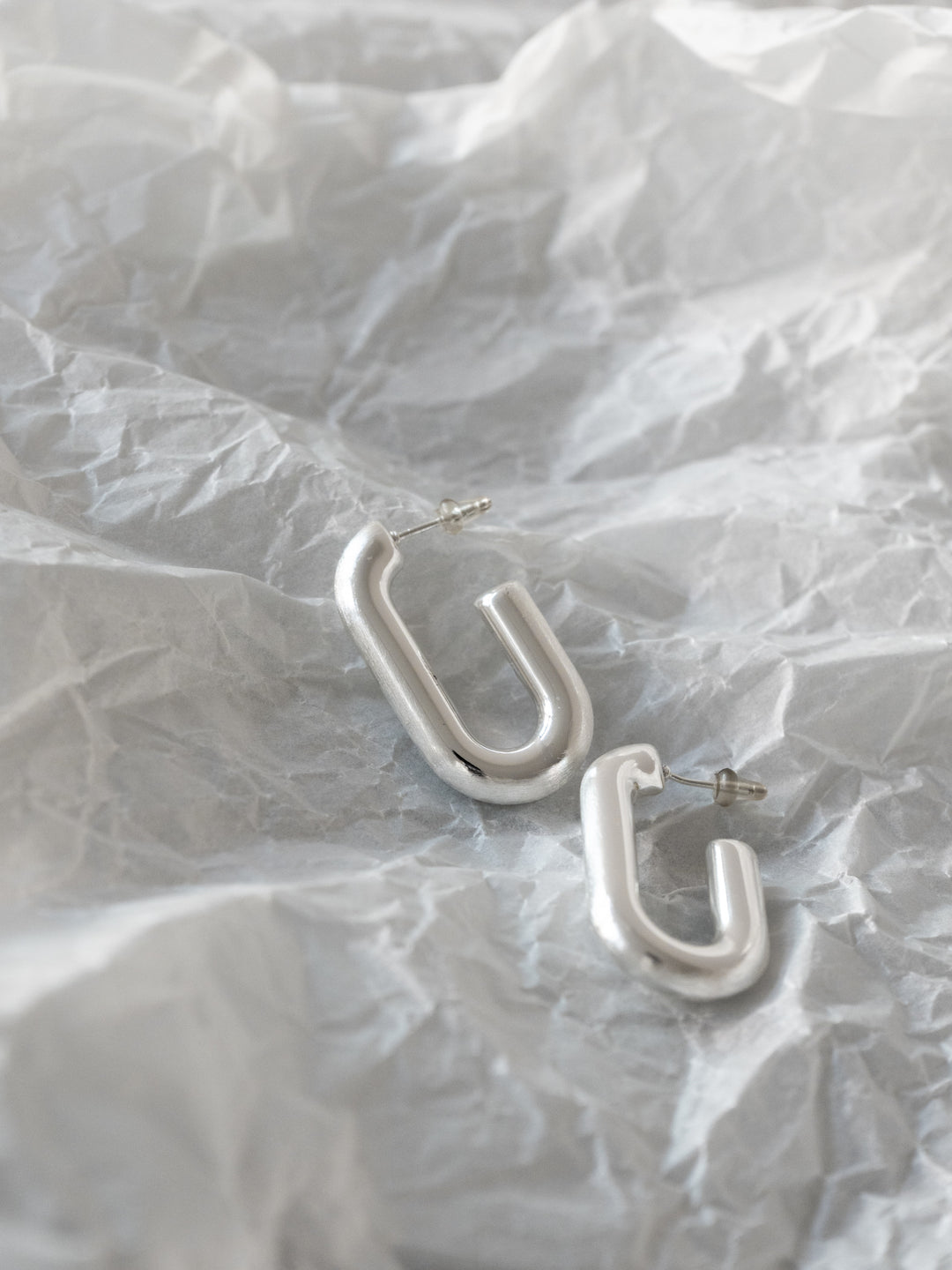 [予約]スクエアマットフープピアス/silver