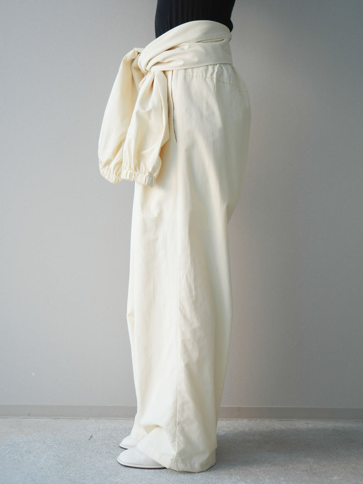 [予約]ウエスト巻きデザインドロストコットンナイロンパンツ/ivory