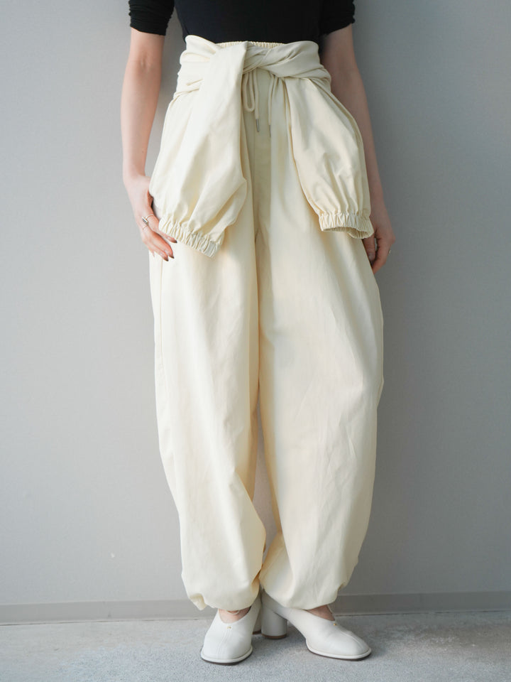 [予約]ウエスト巻きデザインドロストコットンナイロンパンツ/ivory