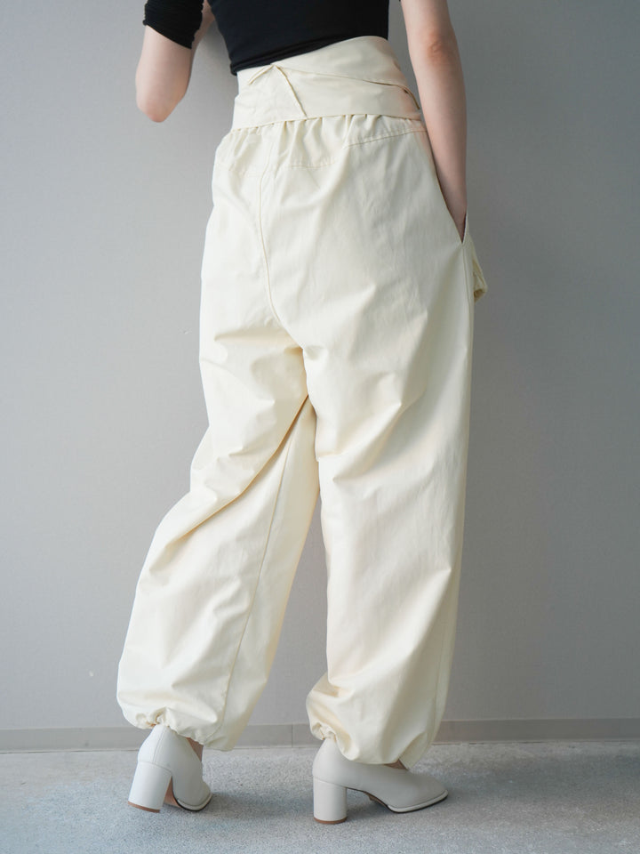 [予約]ウエスト巻きデザインドロストコットンナイロンパンツ/ivory