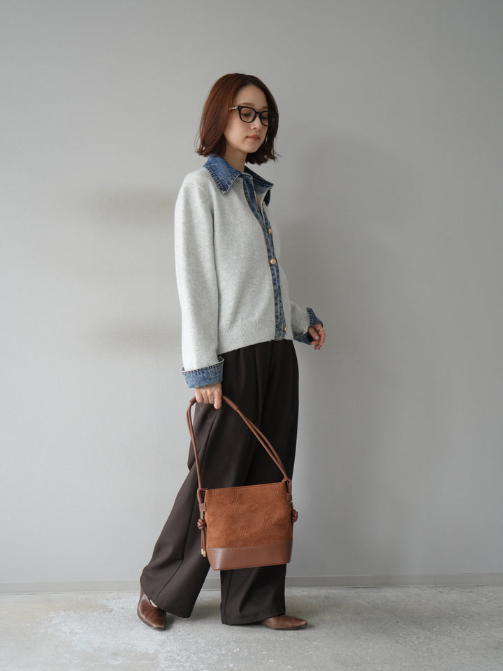 [予約]エステルタックワイドパンツ/ブラウン