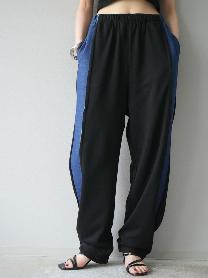 [予約]デニム切替2WAYデザインスウェットパンツ/ブラック