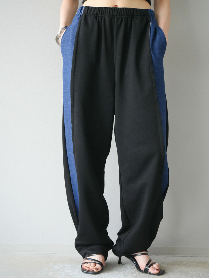 [予約]デニム切替2WAYデザインスウェットパンツ/ブラック