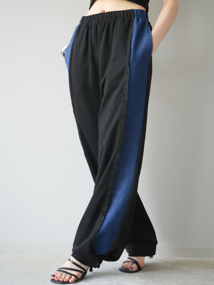 [予約]デニム切替2WAYデザインスウェットパンツ/ブラック