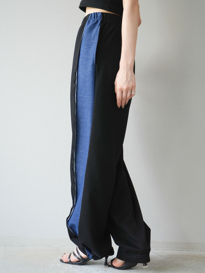 [予約]デニム切替2WAYデザインスウェットパンツ/ブラック