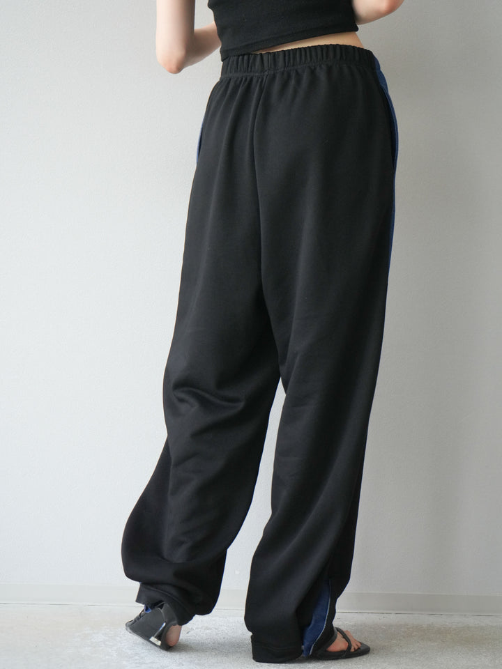 [予約]デニム切替2WAYデザインスウェットパンツ/ブラック