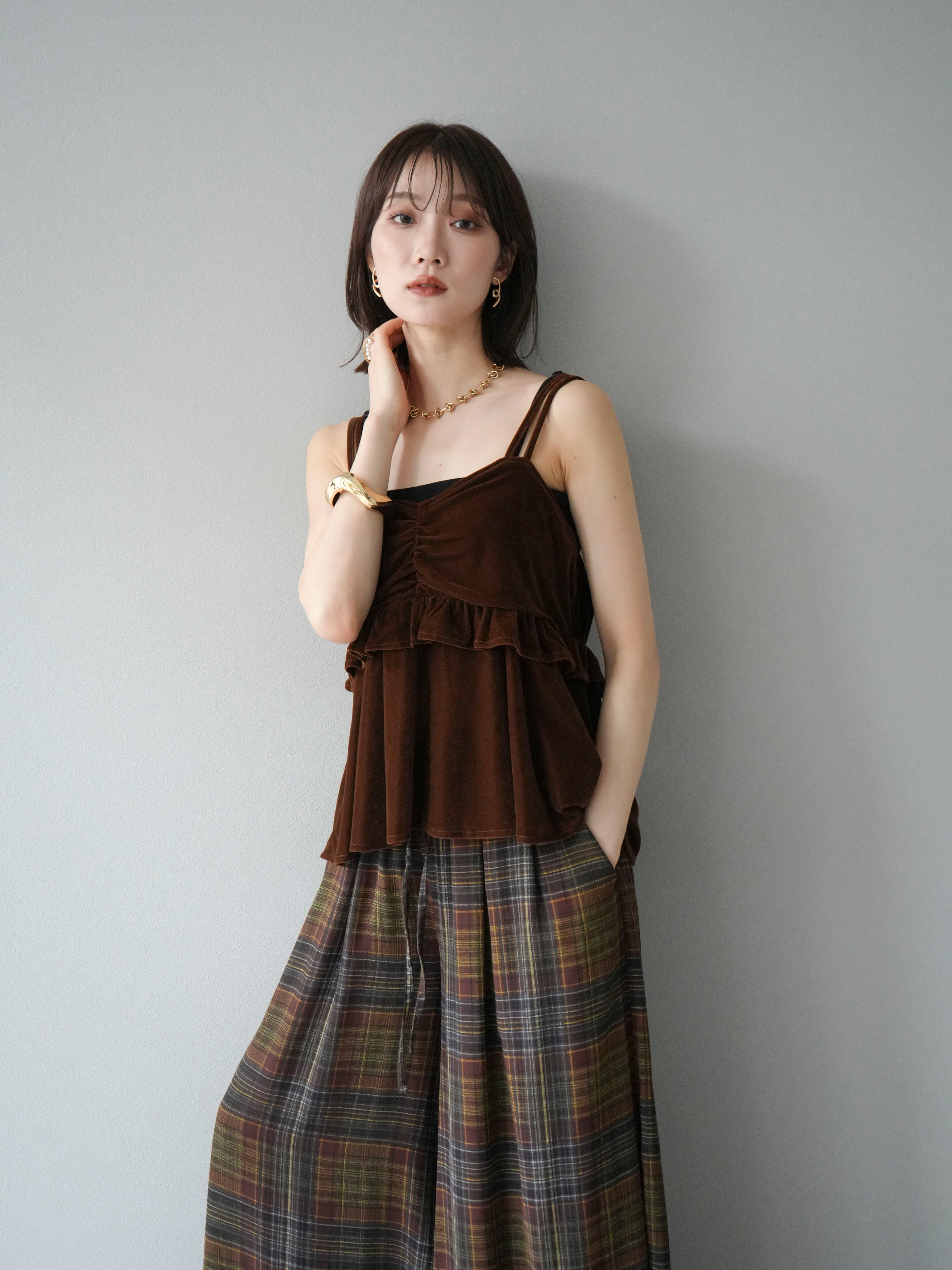 tiit tokyo フリルブラウンビスチェ tiit tokyo フリルブラウンビスチェ