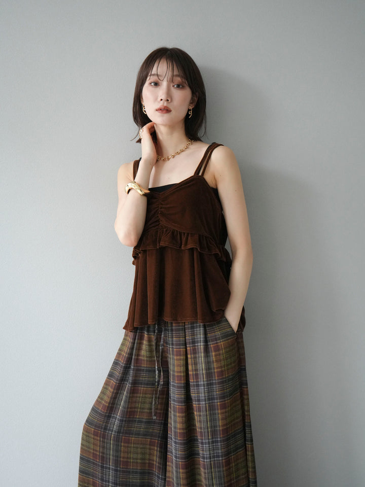 [予約]ベロアフリルビスチェ/ブラウン