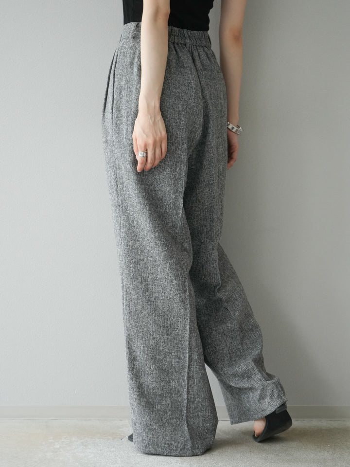 [預購] 混合粗花呢褶襉褲/黑色