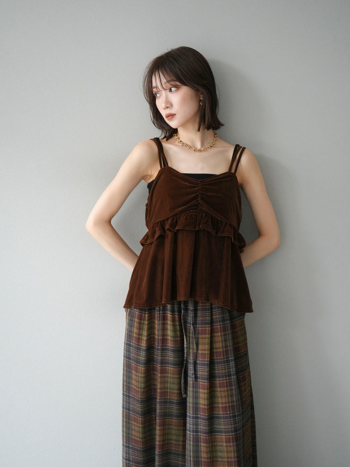 [予約]ベロアフリルビスチェ/ブラウン