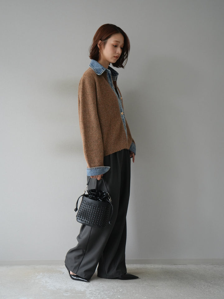 [予約]エステルタックワイドパンツ/チャコール