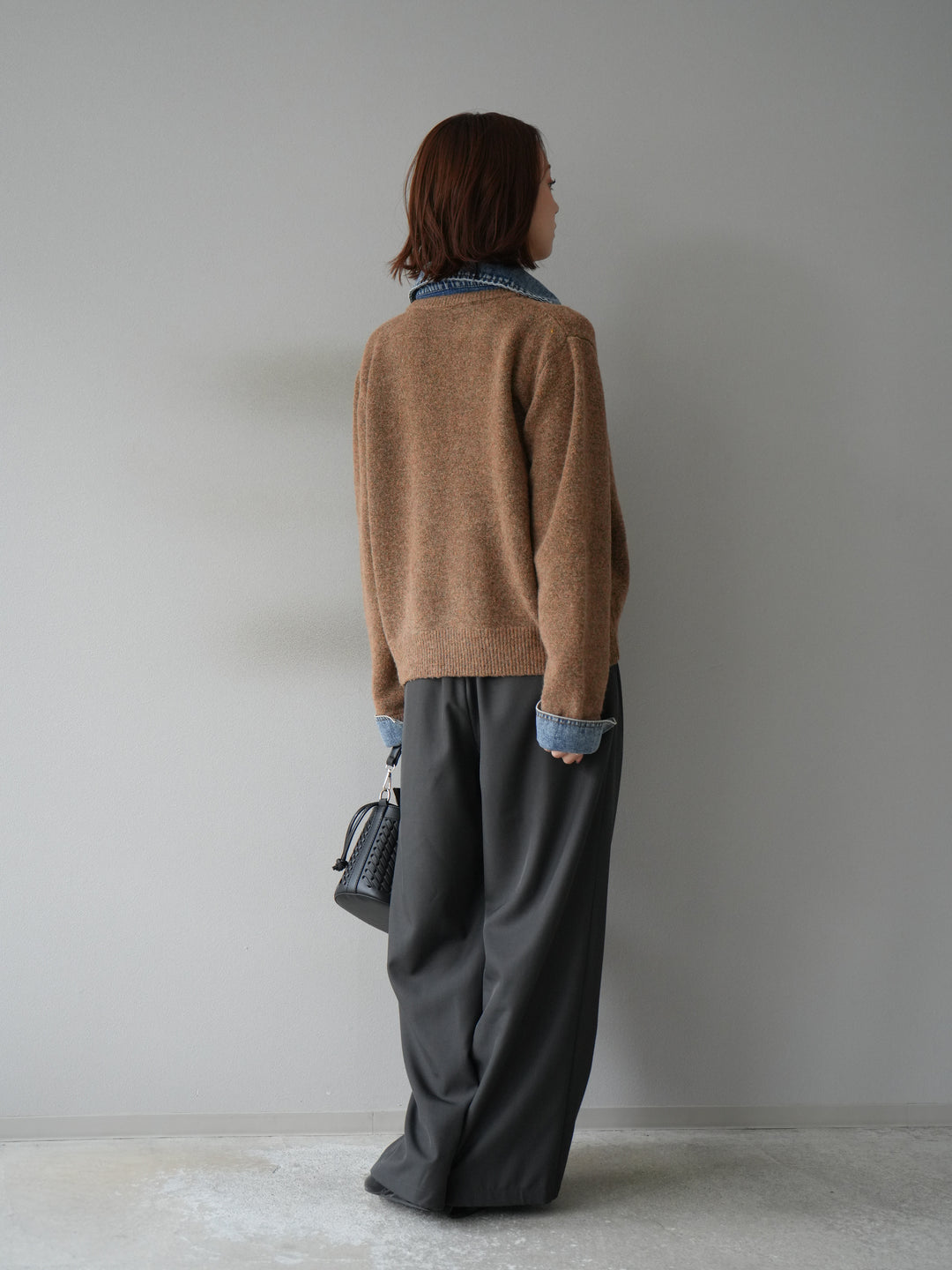 [予約]エステルタックワイドパンツ/チャコール