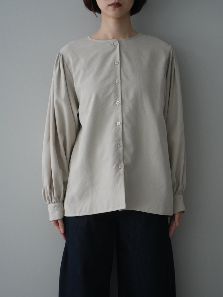 [予約]2WAYピーチスキンボリュームスリーブブラウス/greige