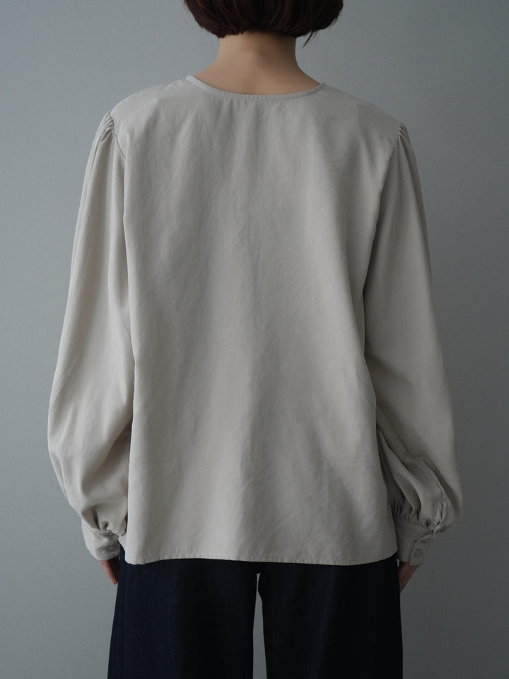 [予約]2WAYピーチスキンボリュームスリーブブラウス/greige