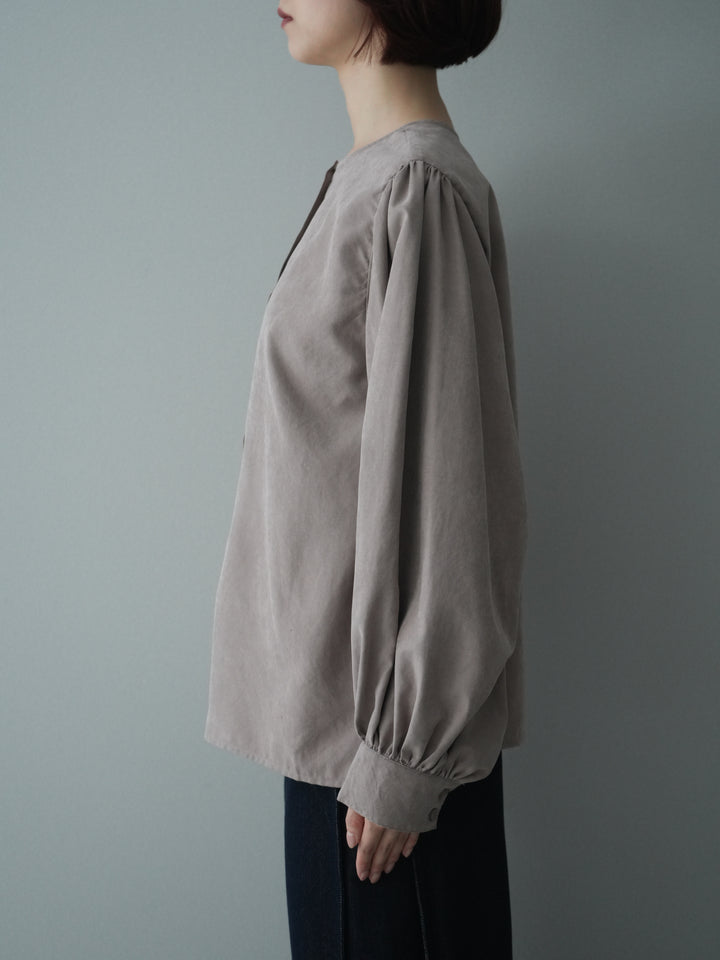 [予約]2WAYピーチスキンボリュームスリーブブラウス/mocha