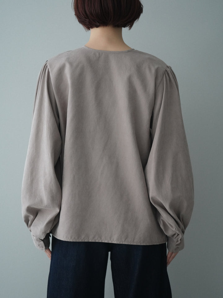 [予約]2WAYピーチスキンボリュームスリーブブラウス/mocha